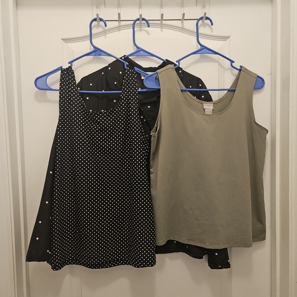 CHICO'S brand lot of 3 women's tops shirts blouse tank size 2 (size 12 Large)